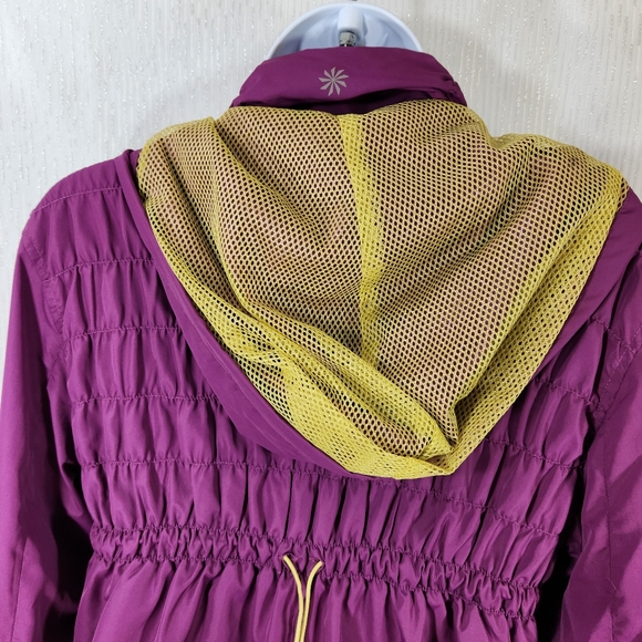 Athleta Shock Cord Anorak Hooded Jacket purple neon mesh lining medium - Picture 10 of 16